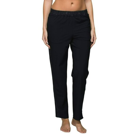 Lululemon Womens Black Track Pants Size 4 Rise Shine Relaxed Fit Satin Stripe - Picture 2 of 7
